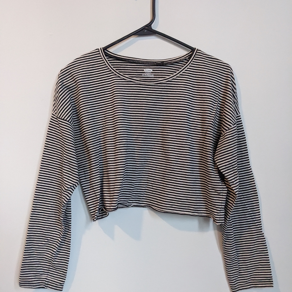 Black and White Striped Women's Top